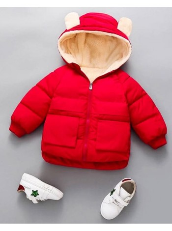Яскрава червона дитяча куртка з вушками Мишка